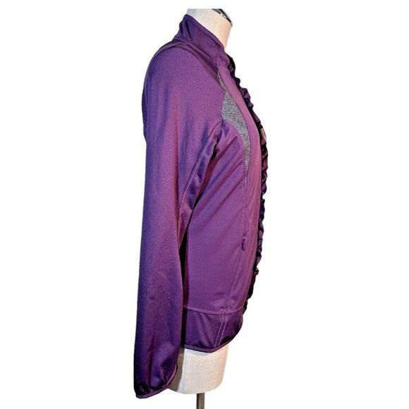 Womens Athleta Prevail Full Zip Purple Jacket Size Small Ruffle Running Pockets - Picture 7 of 9